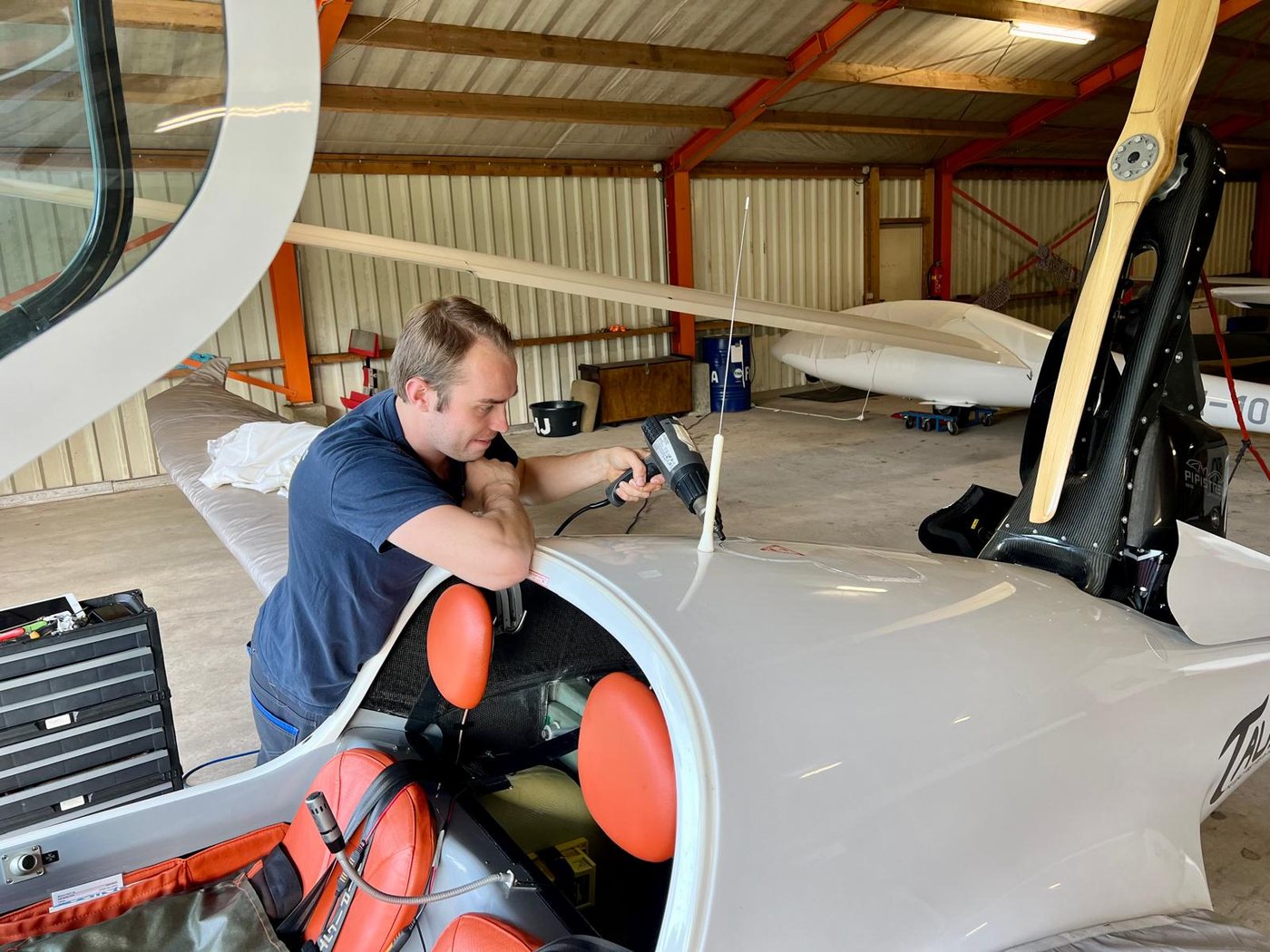 Aircraft maintenance engineer working on a general aviation aircraft